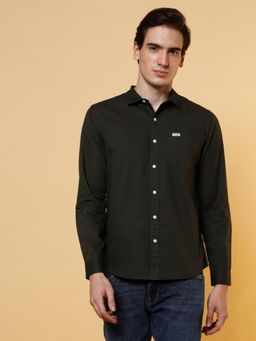 Wrangler - Mens Solid Green Casual Shirt