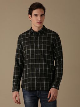 Wrangler - Mens Checks Green Casual Shirt