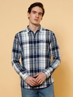Wrangler - Mens Checks Blue Casual Shirt