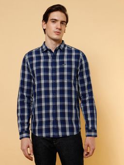 Wrangler - Mens Checks Blue Casual Shirt