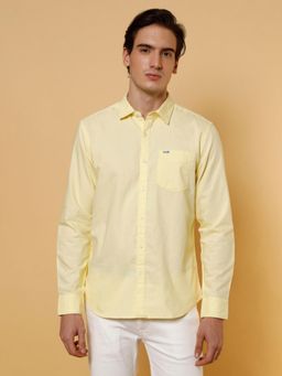 Wrangler - Mens Solid Yellow Casual Shirt