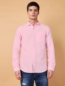 Wrangler - Mens Solid Pink Casual Shirt