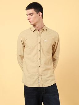 Wrangler - Mens Printed Beige Casual Shirt
