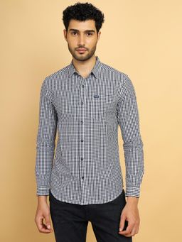 Wrangler - Mens Checks Navy Blue Casual Shirt
