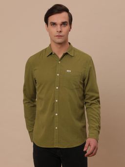 Wrangler - Mens Solid Green Casual Shirt