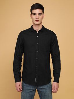 Wrangler - Mens Solid Black Casual Shirt