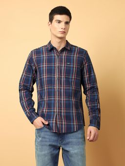 Wrangler - Mens Checks Navy Blue Casual Shirt