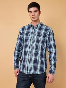 Wrangler - Mens Checks Blue Casual Shirt
