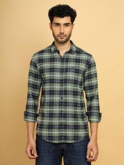 Wrangler - Mens Checks Green Casual Shirt