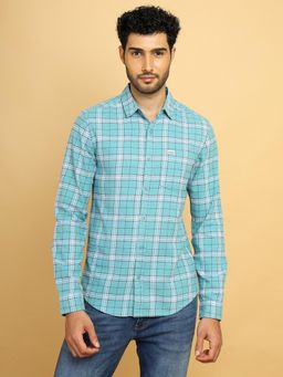 Wrangler - Mens Checks Blue Casual Shirt