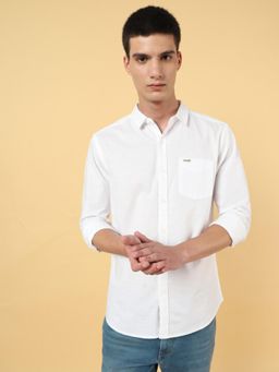 Wrangler - Mens Solid White Casual Shirt