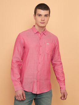 Wrangler - Mens Solid Pink Casual Shirt