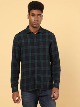 Wrangler - Mens Checks Green Casual Shirt
