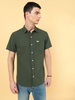 Wrangler - Mens Solid Green Casual Shirt
