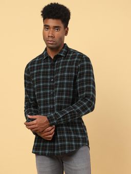 Wrangler - Mens Checks Green Casual Shirt