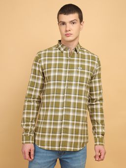 Wrangler - Mens Checks Green Casual Shirt