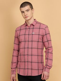 Wrangler - Mens Checks Pink Casual Shirt