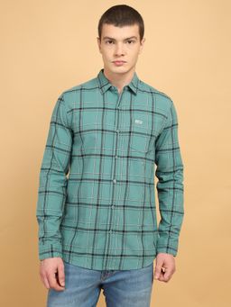 Wrangler - Mens Checks Green Casual Shirt