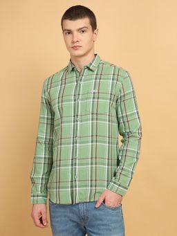 Wrangler - Mens Checks Green Casual Shirt