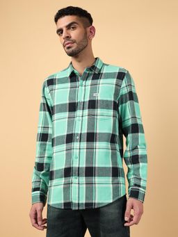 Wrangler - Mens Checks Green Casual Shirt