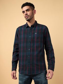 Wrangler - Mens Checks Navy Blue Casual Shirt