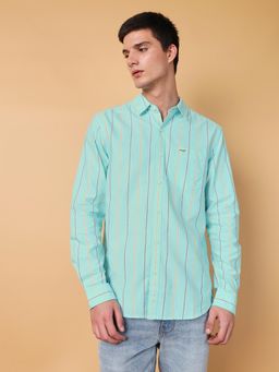 Wrangler - Mens Striped Blue Casual Shirt