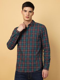 Wrangler - Mens Checks Green Casual Shirt