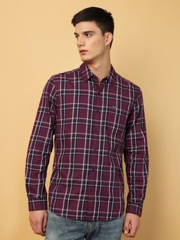 Wrangler - Mens Checks Wine Casual Shirt