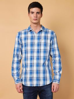 Wrangler - Mens Checks Blue Casual Shirt