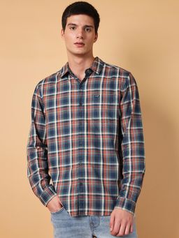 Wrangler - Mens Checks Blue Casual Shirt