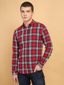Wrangler - Mens Checks Red Casual Shirt