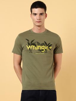 Wrangler - Mens Typographic Print Green T-Shirt