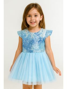 ZIP ZAP ZOOP - Girls Blue Shaded Sequin Party Dress Skirt