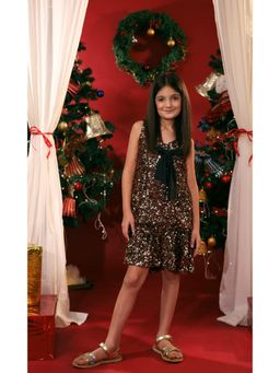 ZIP ZAP ZOOP - Girls Gold Metallic Sequin Dress And T-Shirt