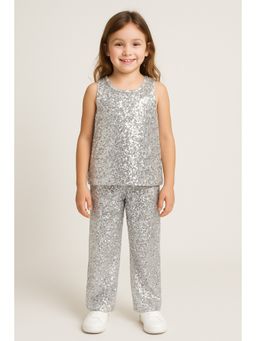 ZIP ZAP ZOOP - Girls Silver Sequin Co-Ord Set