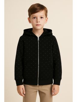 ZIP ZAP ZOOP - Girls Black Silver Embellishments Zip-Up Hoodie