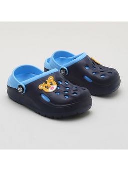 PRIAANSHA KIDS - Teddy Applique Detailed Perforated Clogs - Blue
