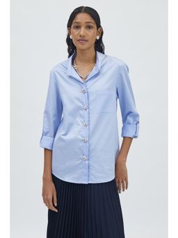 Pallavi Swadi - Sky Blue Swarovski Button Shirt