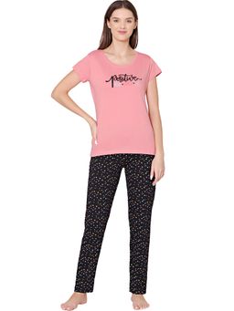 Bodycare - Womens Combed Cotton T-Shirt & Pyjama BSLS11016 Peach (Set of 2)