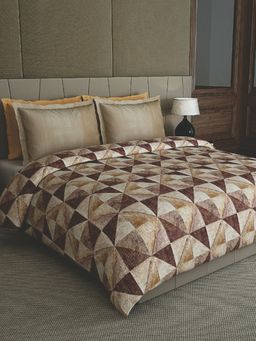 GM - Reversible Single Bed Comforter - Brown & Cream