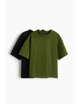 H&M - Boys Black 2-Pack Relaxed Fit Boxy T-Shirts With Drymove