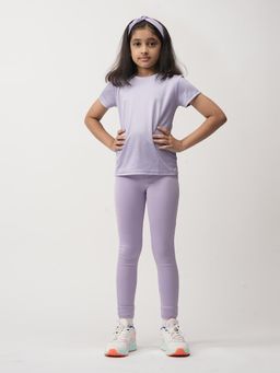 UMILDO - Active Lavender Ankle Leggings and Lavender Half Sleeves T-Shirt (Set of 2)