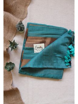 Eternity by Sakshi - Teal - Sunehri Shaam Saree Without Blouse