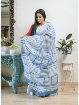 PRATHAA - Neelakshi Batik Print Handloom Cotton Saree Without Blouse