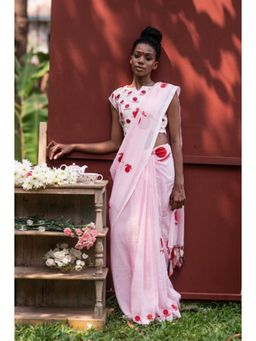 PRATHAA - Pink Bindi Saree Without Blouse