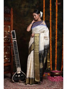 SUTRA CLOTHING - Handloom Cream Kanchi Pattu Saree with Unstitched Blouse