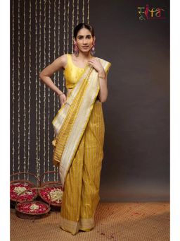 SUTRA CLOTHING - Tuscany Yellow Brocade Banarasi Saree with Unstitched Blouse