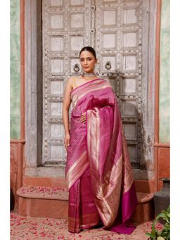 SUTRA CLOTHING - Handloom Pink Brocade Banarasi Saree with Unstitched Blouse