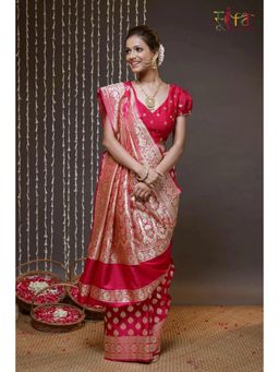 SUTRA CLOTHING - Magenta Handloom Traditional Banarasi Saree with Unstitched Blouse