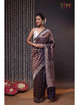 SUTRA CLOTHING - Handloom Multi-Colour Tanchoi Silk Banarasi Saree with Unstitched Blouse
